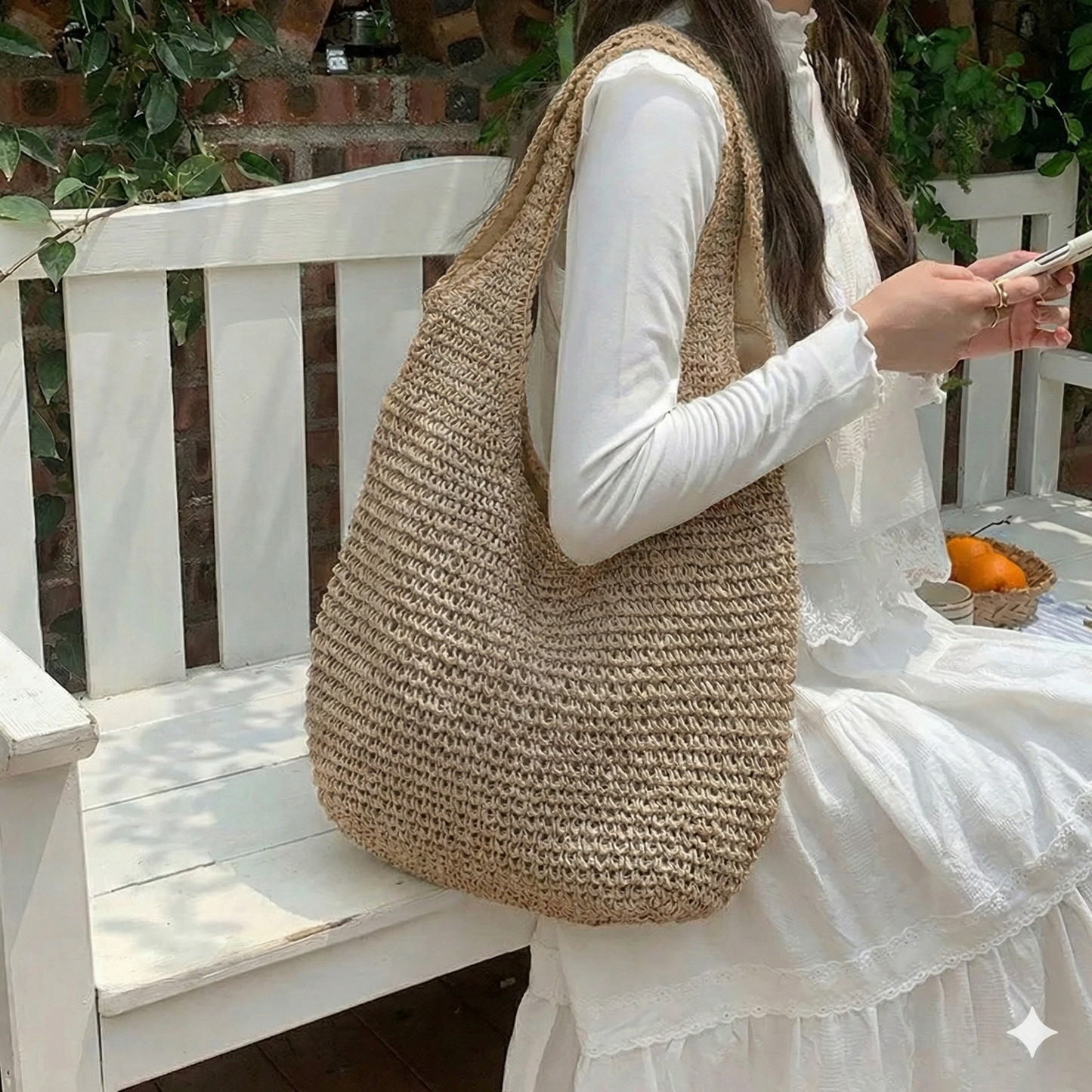 Large Summer Tote Woven Beach Shoulder Bag