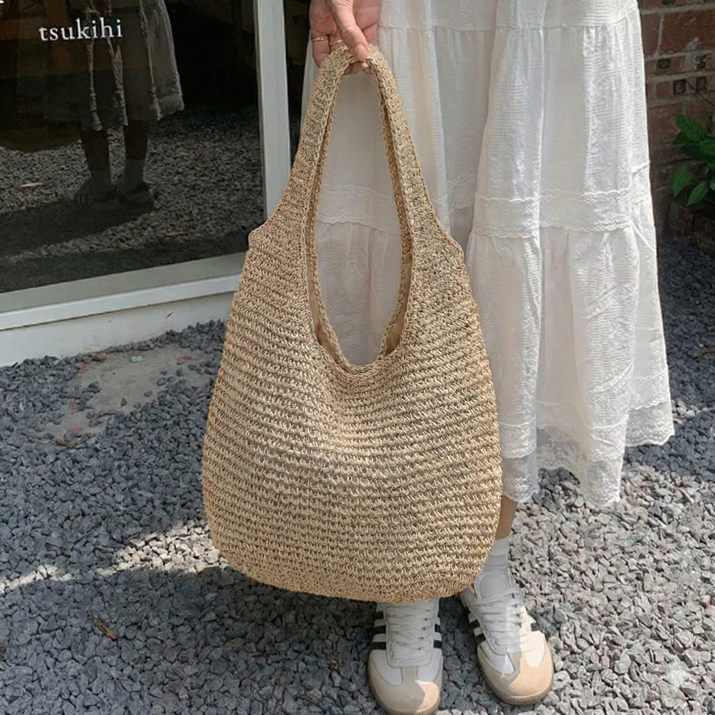 Large Summer Tote Woven Beach Shoulder Bag