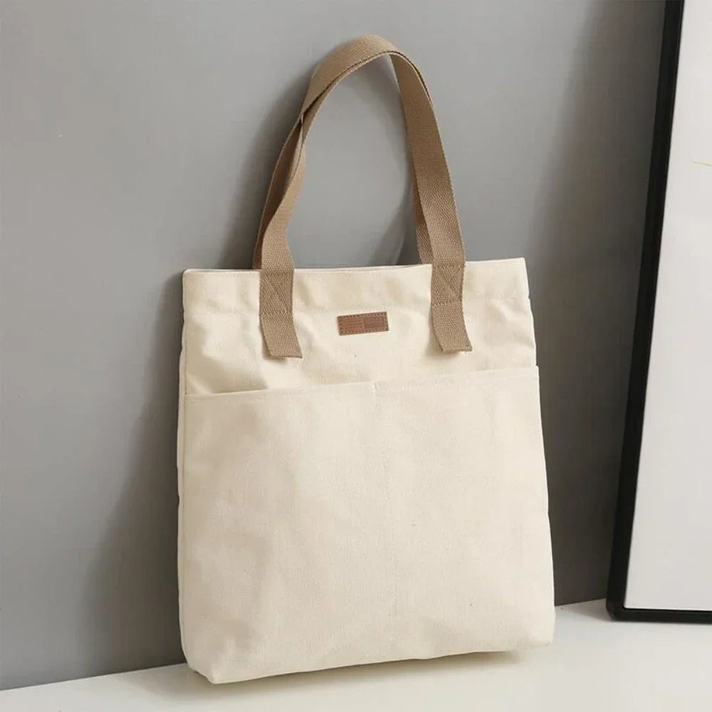 Large Canvas Tote Beach Bag with Pockets