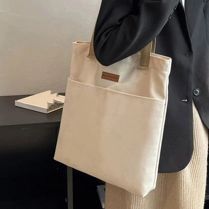 Large Canvas Tote Beach Bag with Pockets