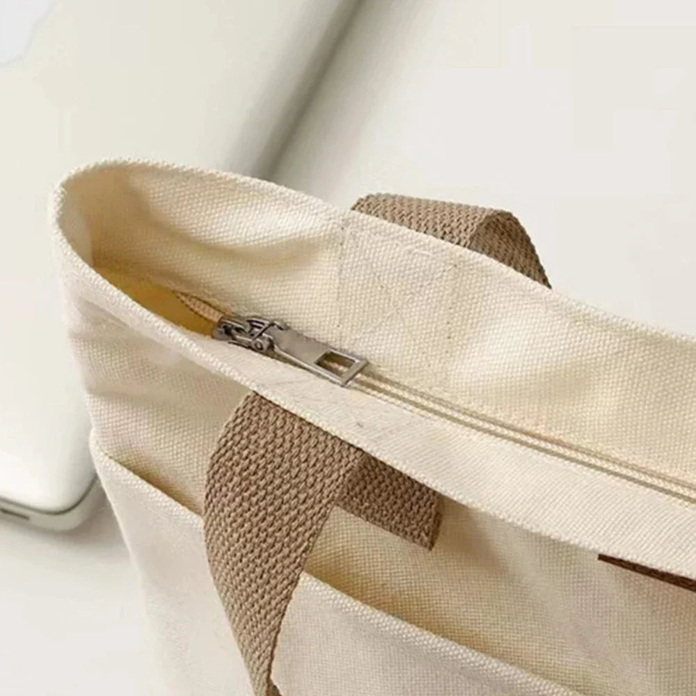 Large Canvas Tote Beach Bag with Pockets