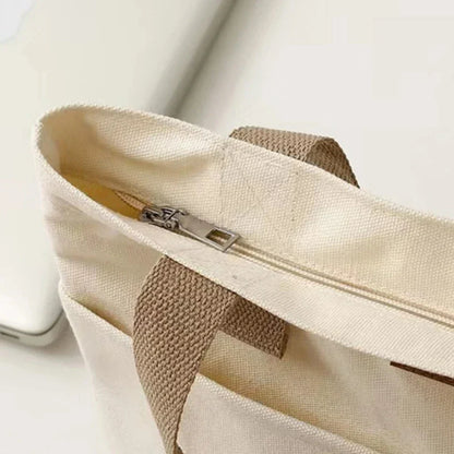Large Canvas Tote Beach Bag with Pockets