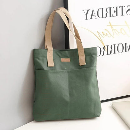 Large Canvas Tote Beach Bag with Pockets