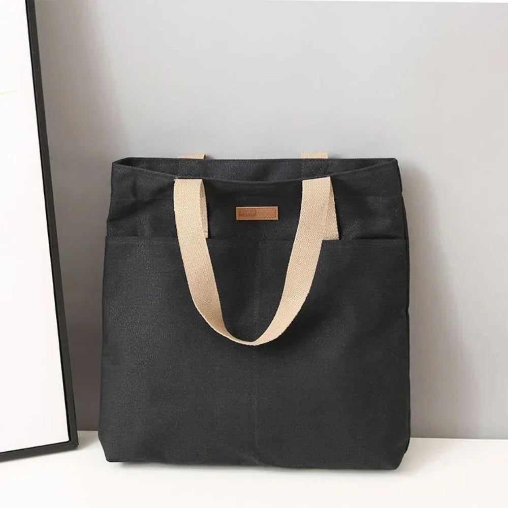 Large Canvas Tote Beach Bag with Pockets