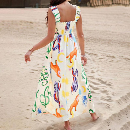 Summer Casual Print Midi Dress for Women