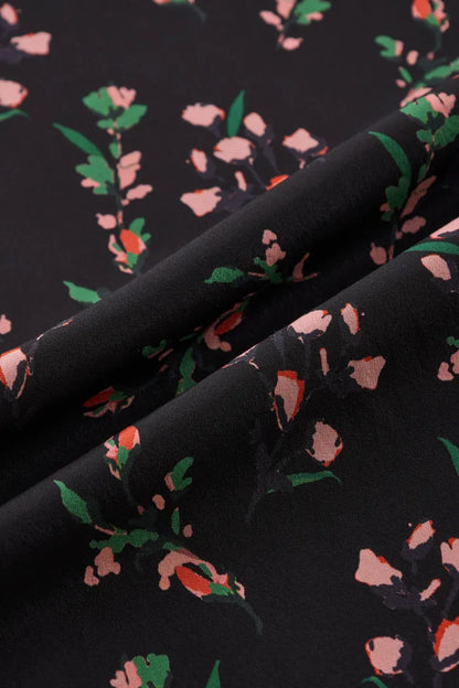 Elegant Floral Midi Dress for Women Black