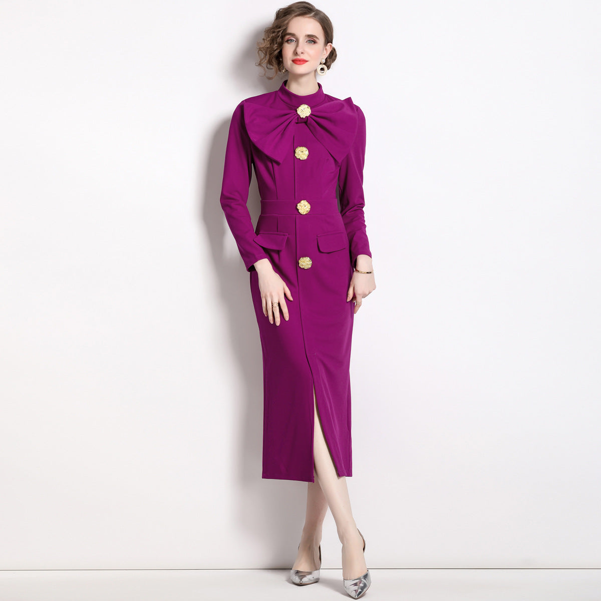 Elegant Women's Long Sleeve Formal Evening Dress