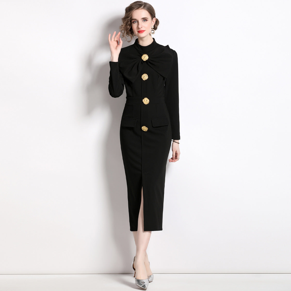 Elegant Women's Long Sleeve Formal Evening Dress - Luxivelle