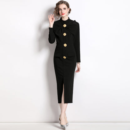 Elegant Women's Long Sleeve Formal Evening Dress - Luxivelle