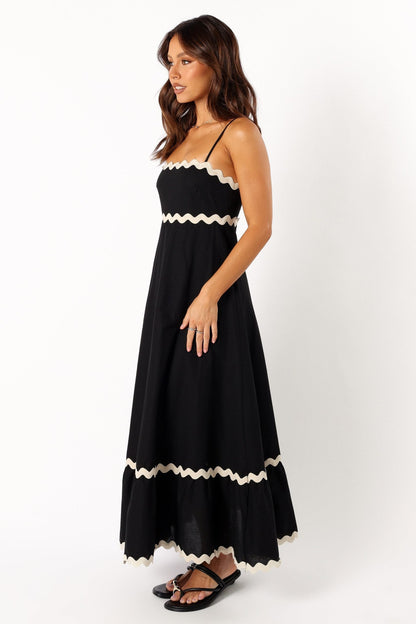 Chic Black Maxi Strap Dress for Women - Luxivelle
