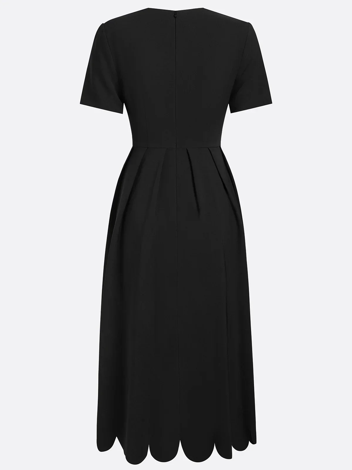 Elegant Black Midi Dress V Neckline