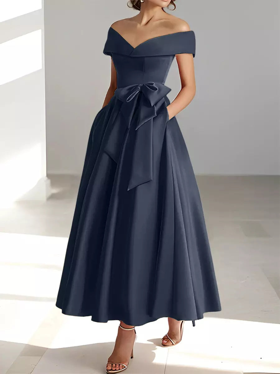 Elegant Ladies Off The Shoulder Maxi Dress - Luxivelle