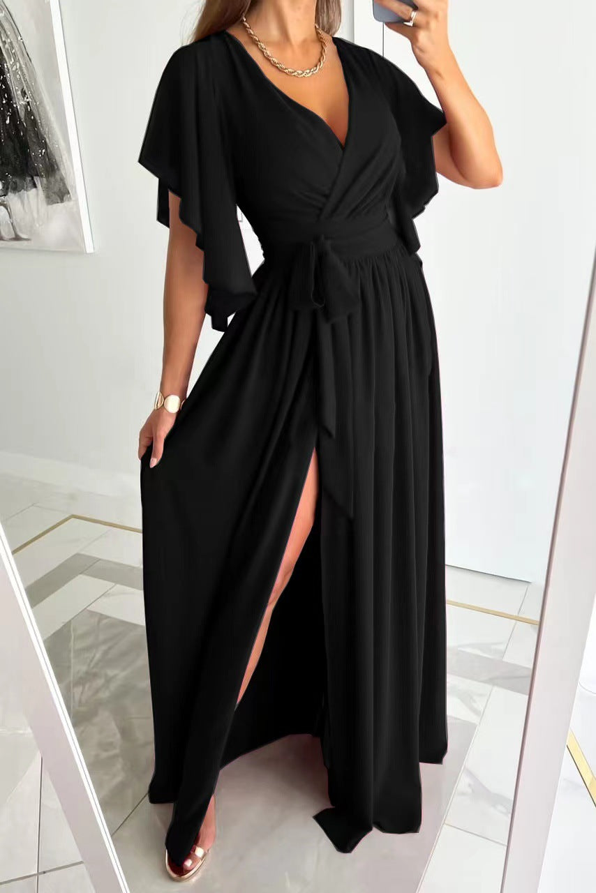 Elegant Long Bridesmaid Dress with Flowy Sleeves