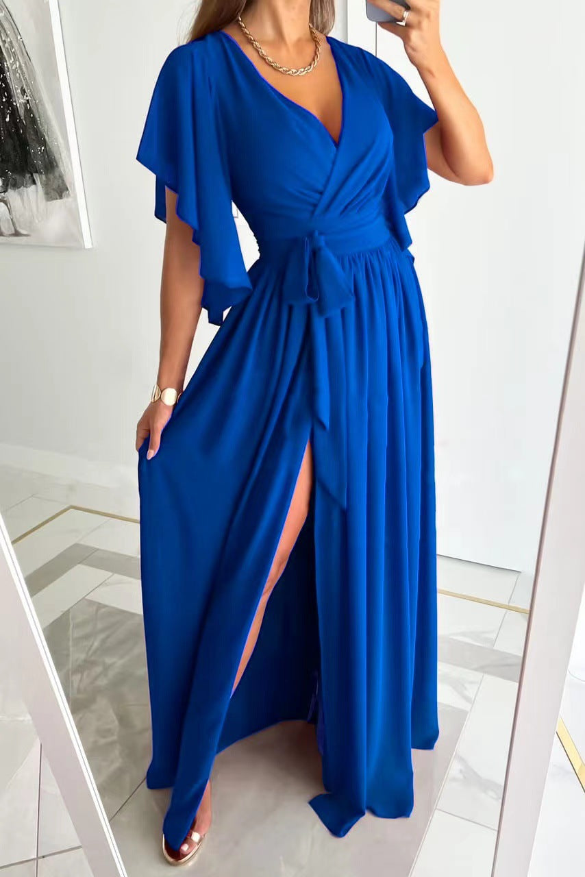 Elegant Long Bridesmaid Dress with Flowy Sleeves