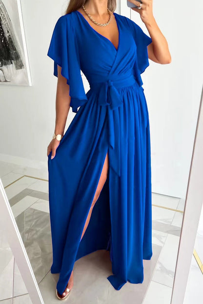 Elegant Long Bridesmaid Dress with Flowy Sleeves