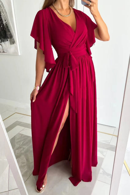 Elegant Long Bridesmaid Dress with Flowy Sleeves