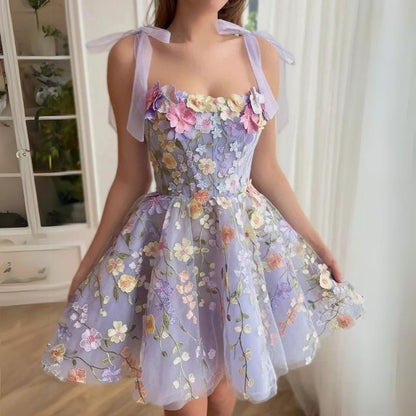 Women's Little Black Floral Party Dress