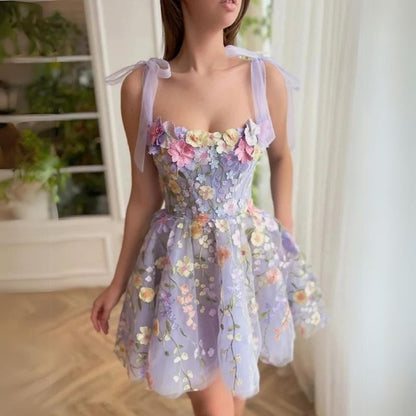Women's Little Black Floral Party Dress