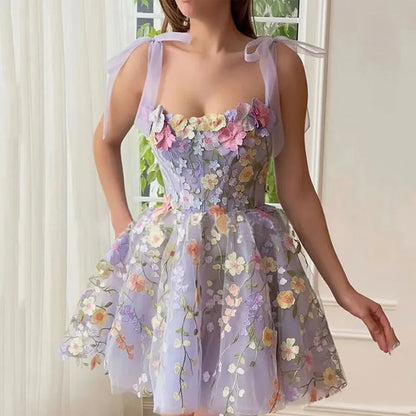 Women's Little Black Floral Party Dress
