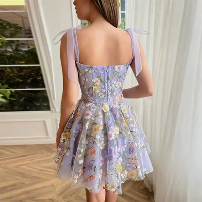 Women's Little Black Floral Party Dress