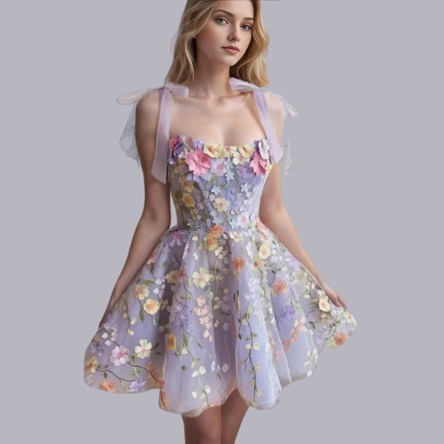 Women's Little Black Floral Party Dress - Luxivelle