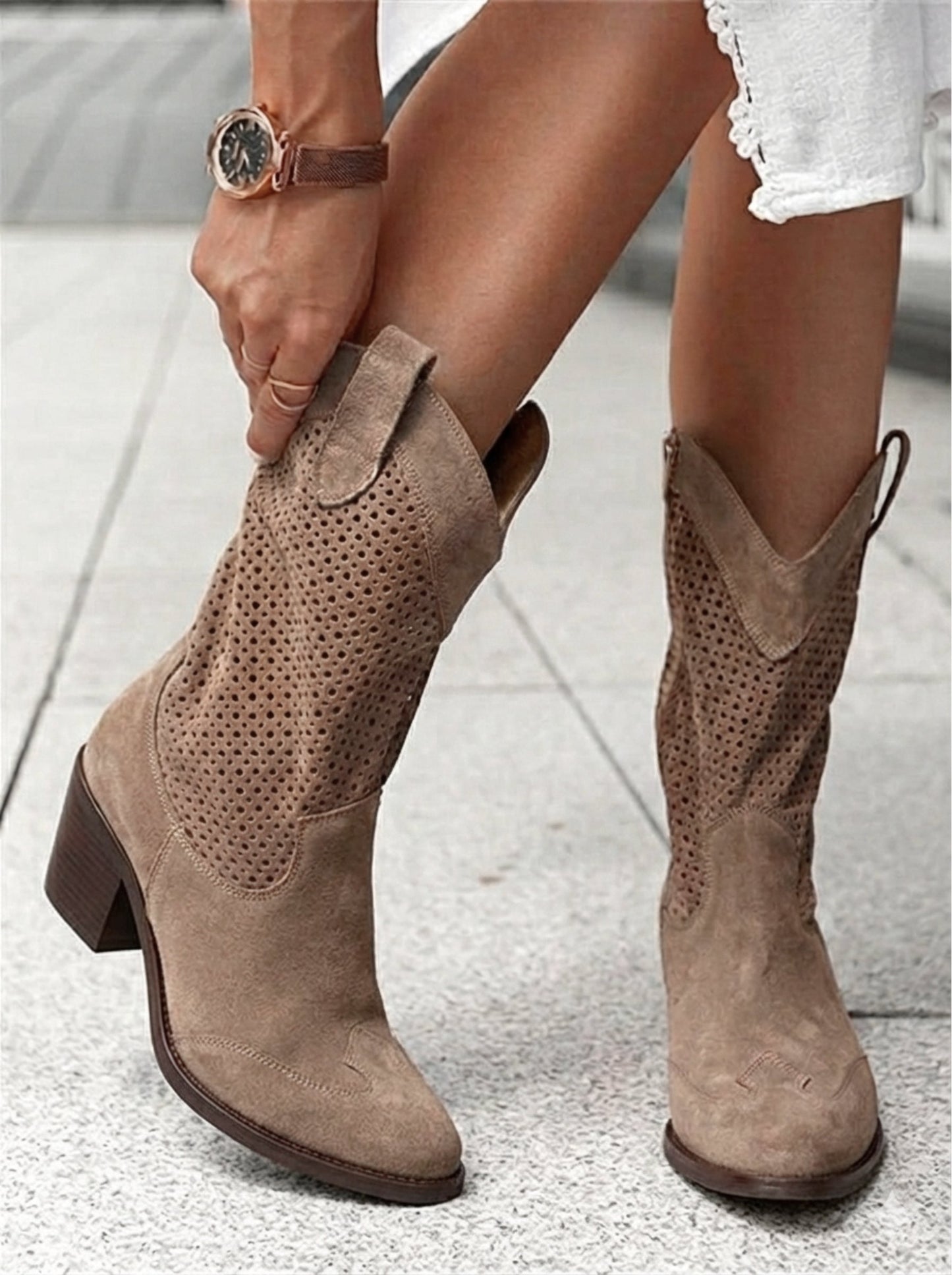 Ladies Western Ankle Boots Low Heel