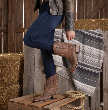 Western Style Embroidered Ankle Boots for Women
