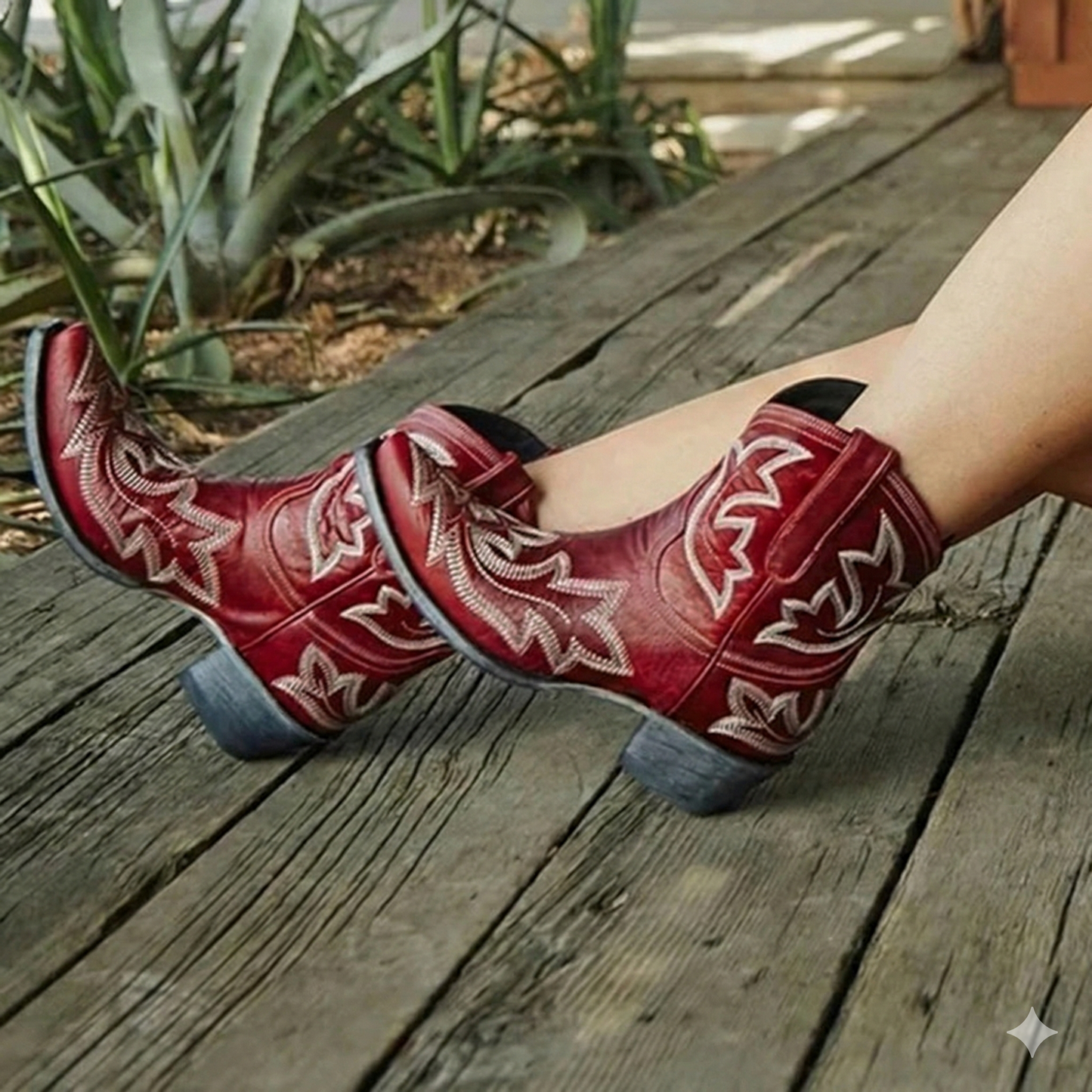 Western Style Embroidered Ankle Boots for Women