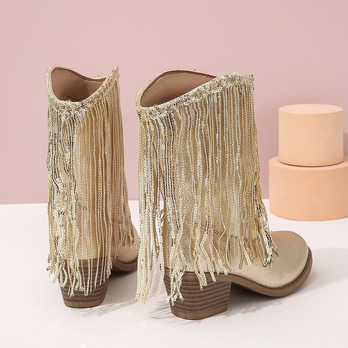 Ladies Western Fringed Ankle Boots