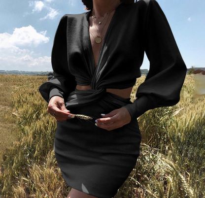 Sleeved Mini Party Dress for Women