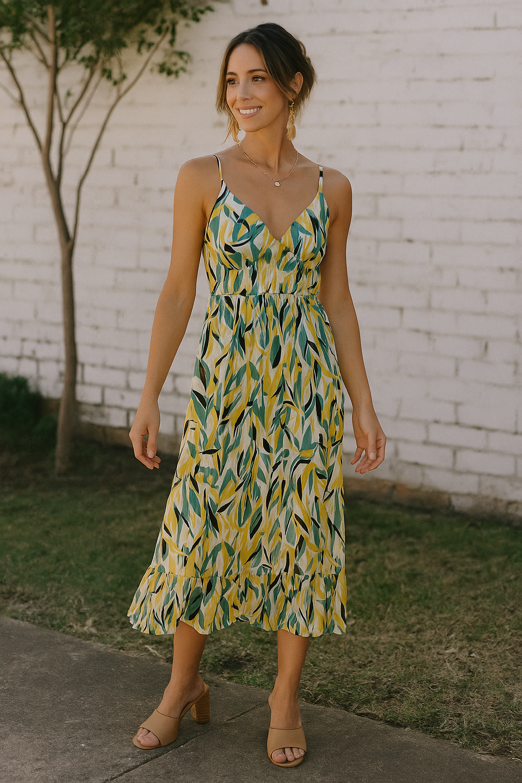Pretty Floral Sundress for Women Spaghetti Strap