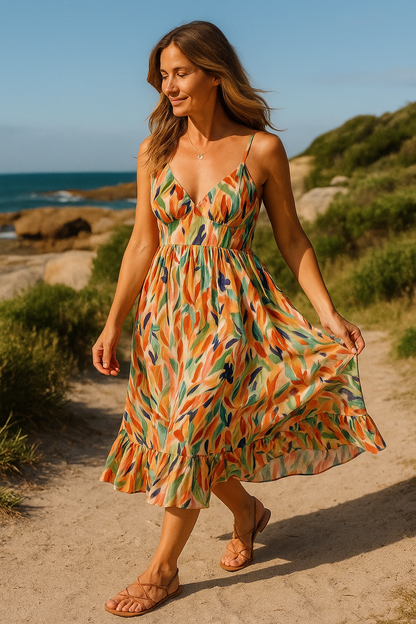 Pretty Floral Sundress for Women Spaghetti Strap