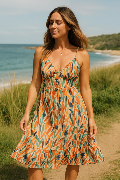 Pretty Floral Sundress for Women Spaghetti Strap