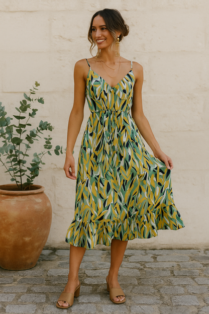 Pretty Floral Sundress for Women Spaghetti Strap - Luxivelle