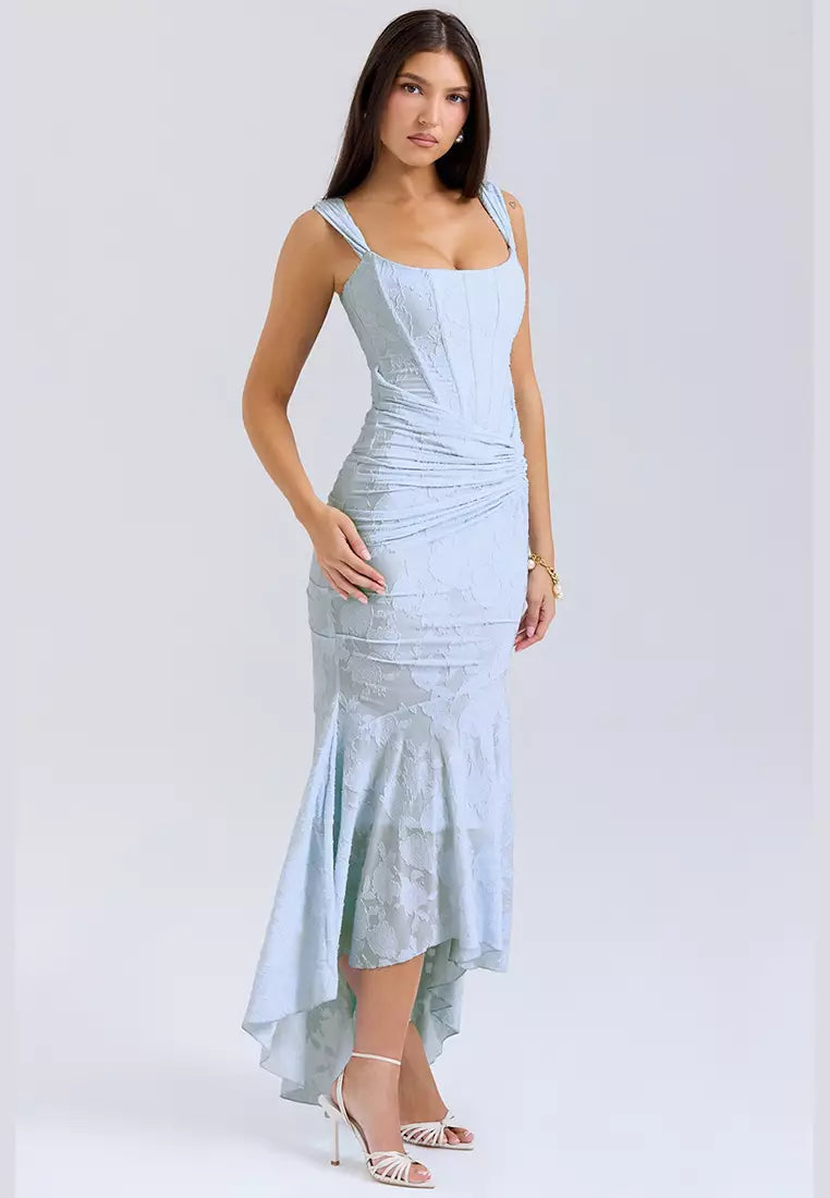 Ladies Elegant Long Evening Gown Corset Dress