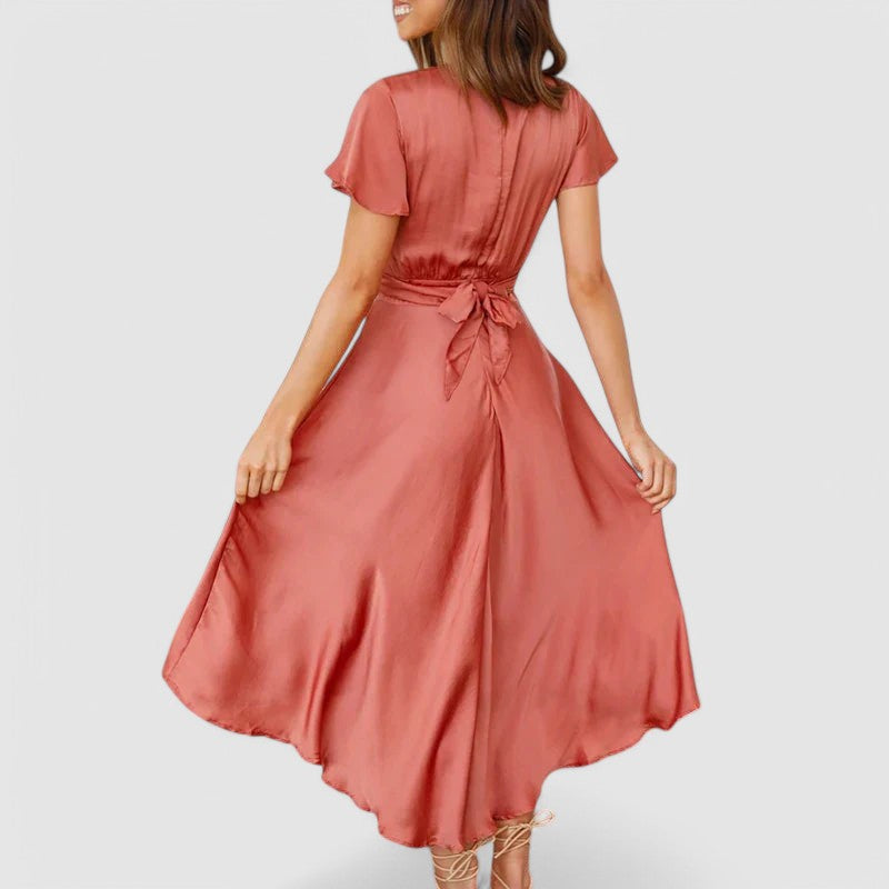Elegant Ladies V Neck Wrap Dress for Cocktail