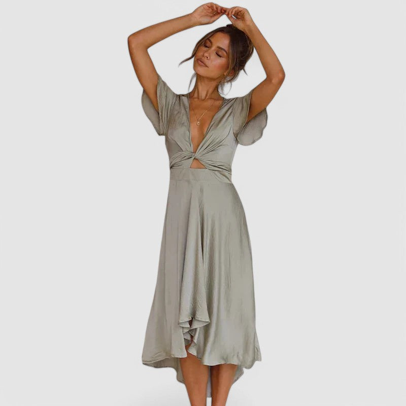 Elegant Ladies V Neck Wrap Dress for Cocktail