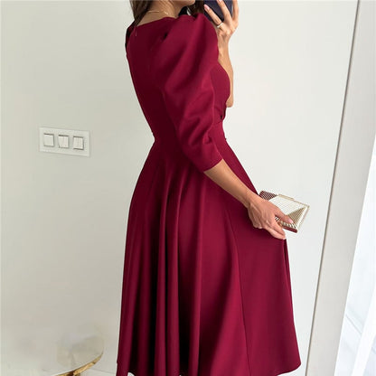 Elegant Ladies V Neck Midi Wrap Dress