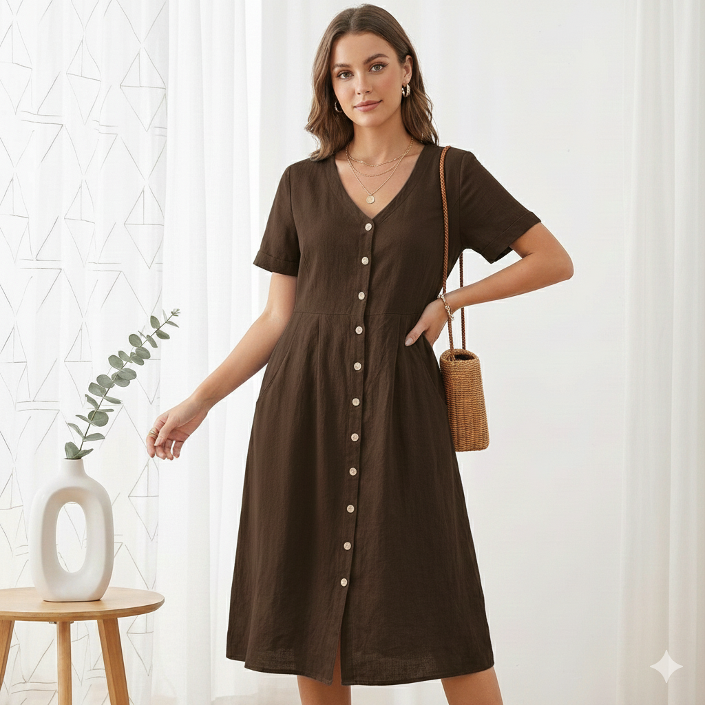 Ladies' Formal Midi Button Front Dress