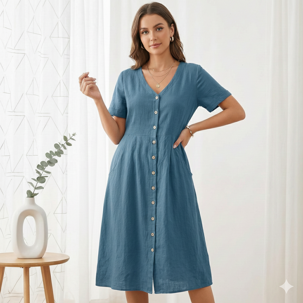 Ladies' Formal Midi Button Front Dress