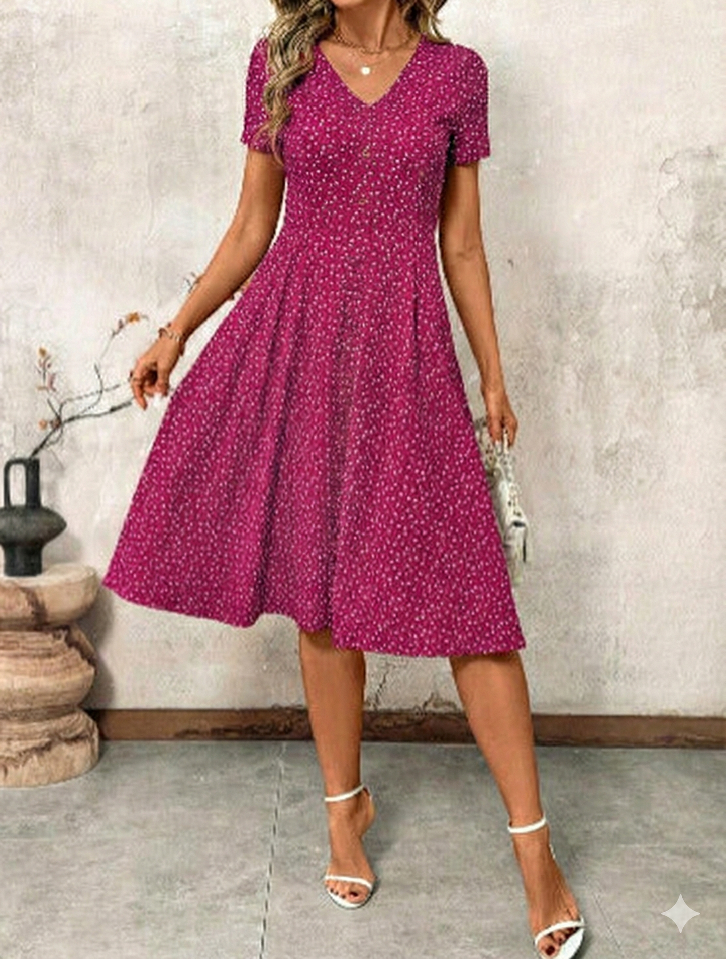 Ladies' Formal Midi Button Front Dress - Luxivelle