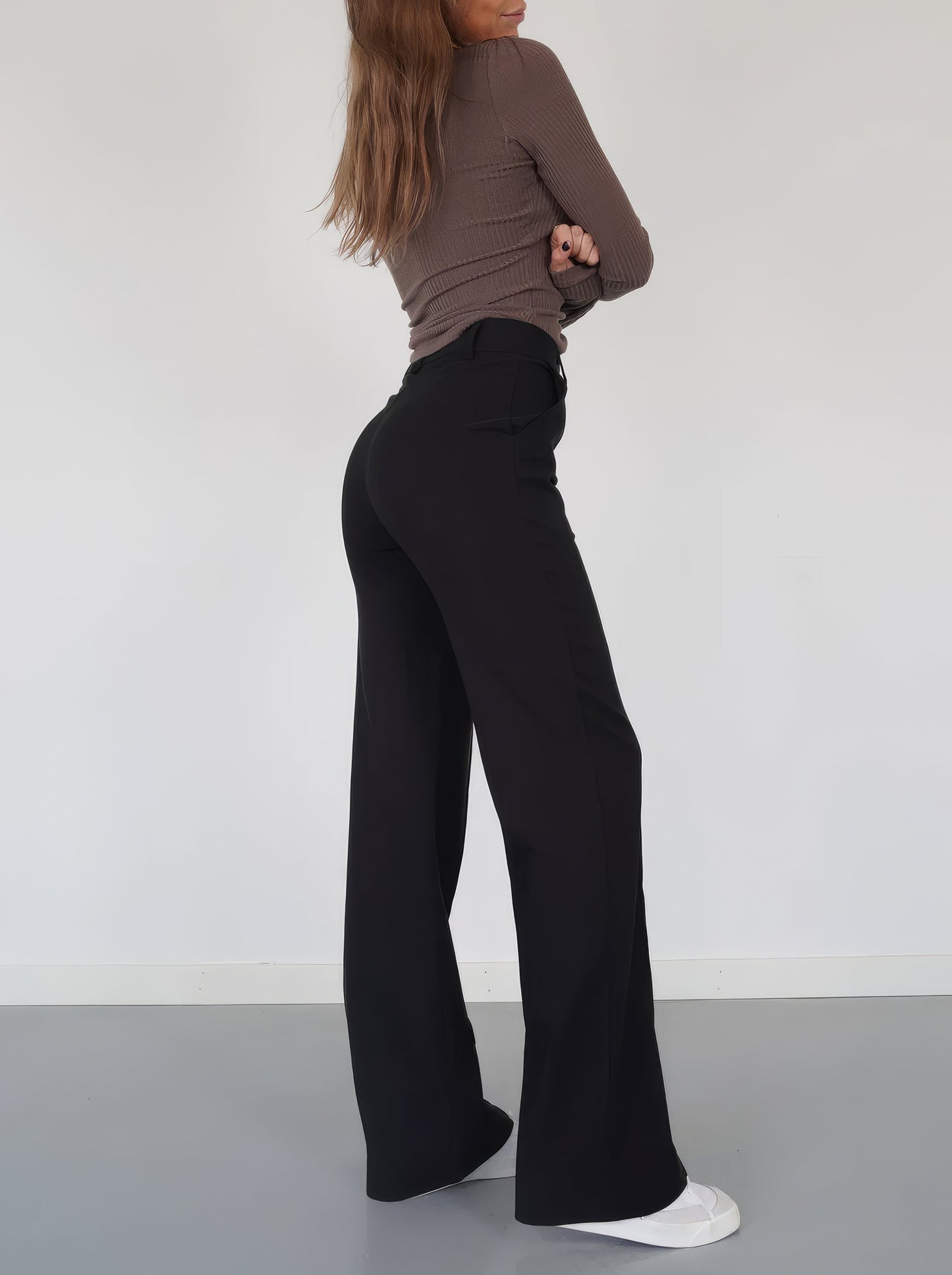 Classic Fit Women's Straight Leg Pants with Crease Detail