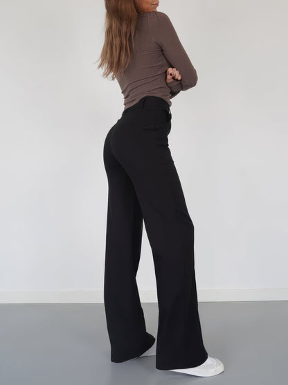 Classic Fit Women's Straight Leg Pants with Crease Detail