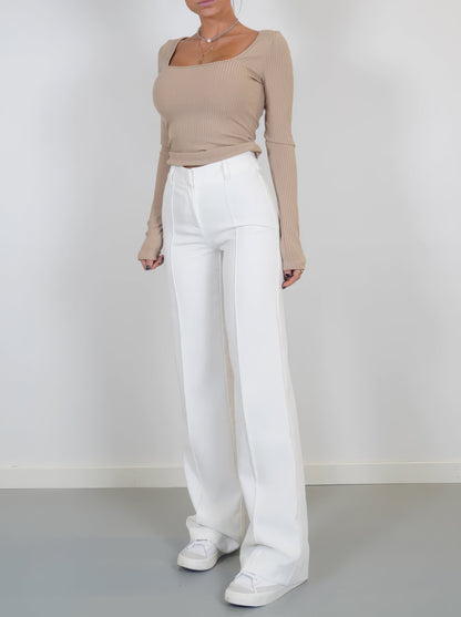 Classic Fit Women's Straight Leg Pants with Crease Detail