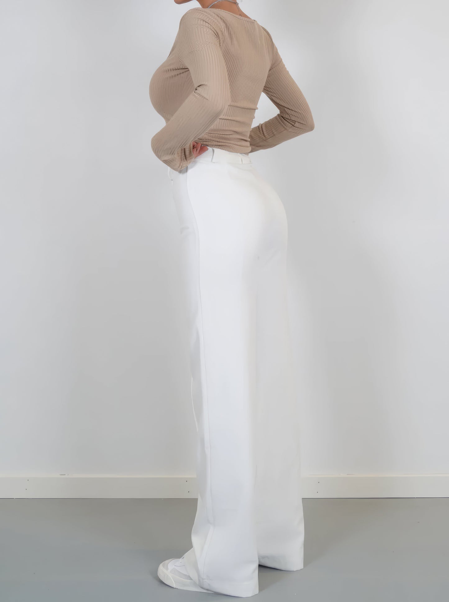 Classic Fit Women's Straight Leg Pants with Crease Detail