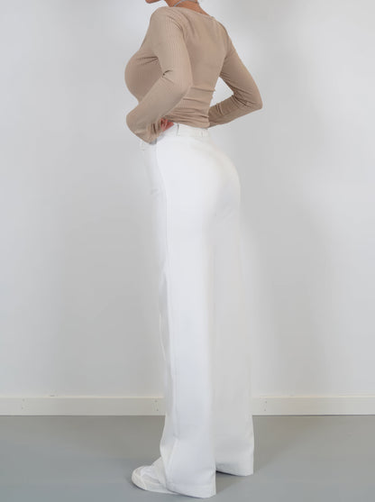 Classic Fit Women's Straight Leg Pants with Crease Detail