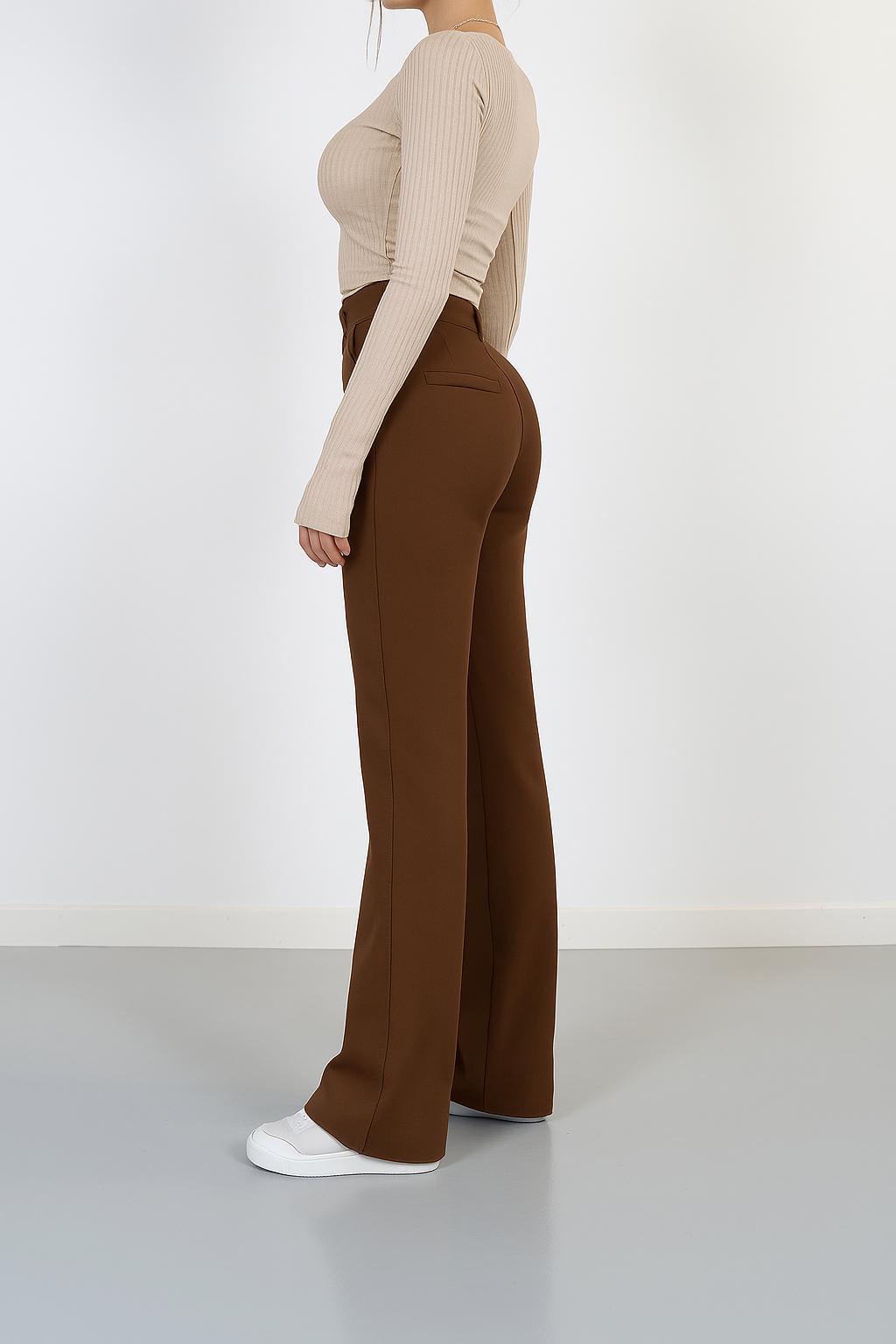 Classic Fit Women's Straight Leg Pants with Crease Detail