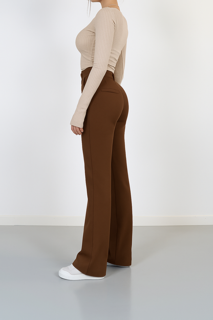 Classic Fit Women's Straight Leg Pants with Crease Detail