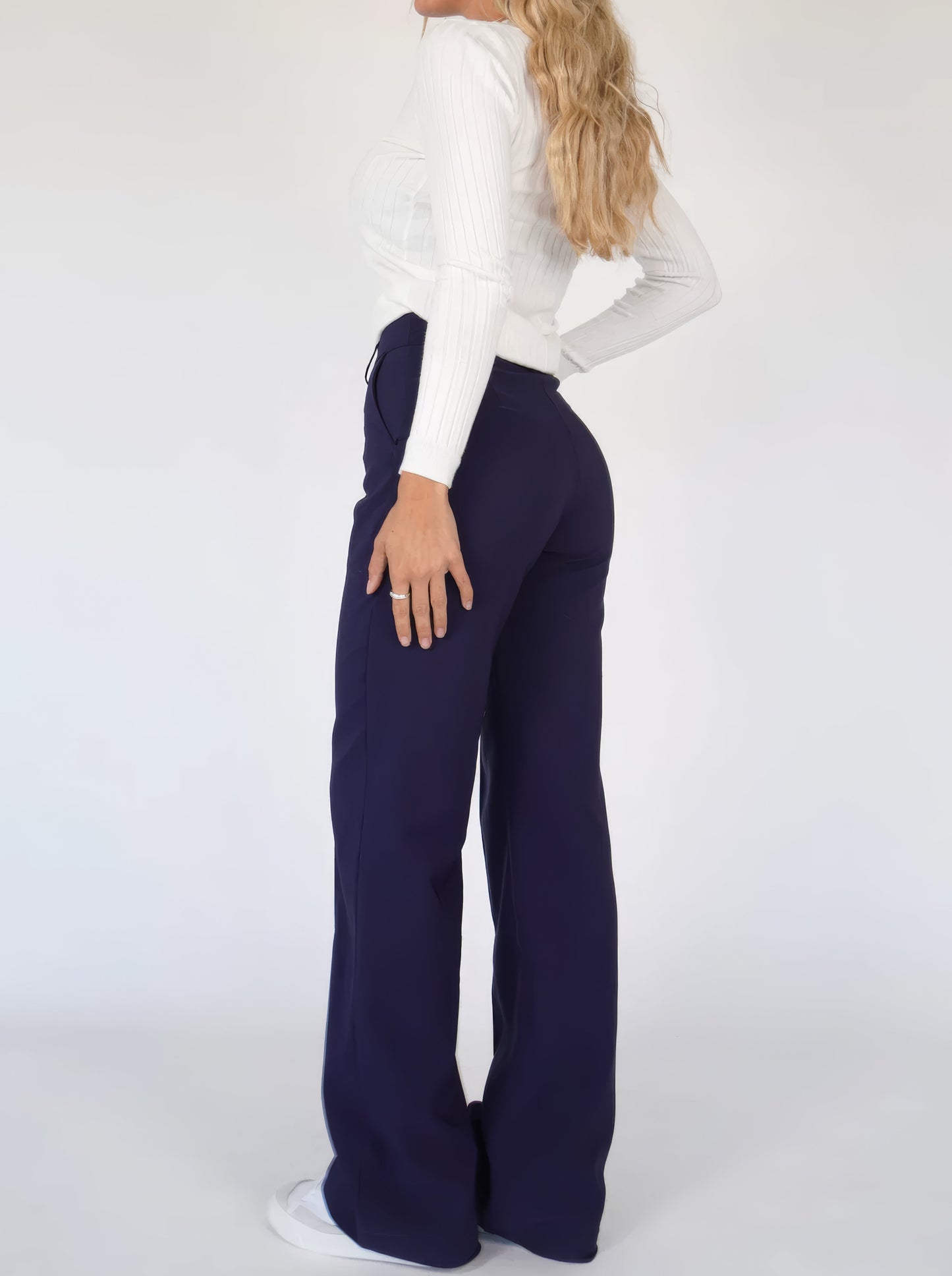 Classic Fit Women's Straight Leg Pants with Crease Detail