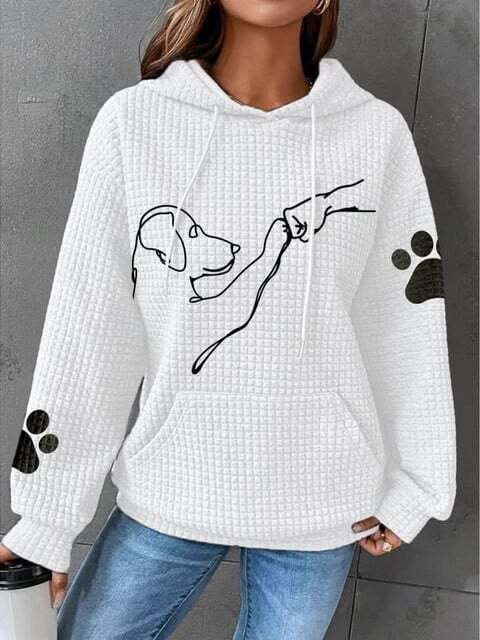 Women's Large Graphic Hooded Sweatshirt Casual